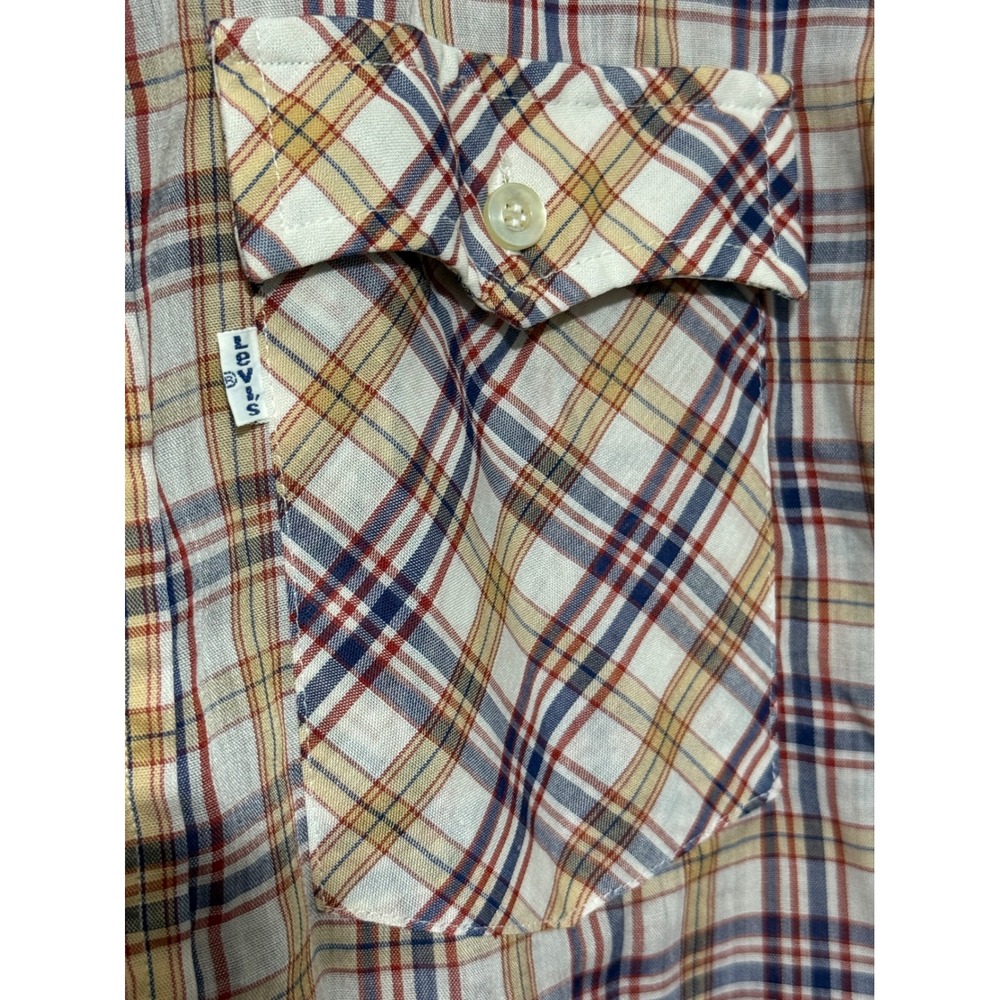 Vtg Levis shirt 1980 USA Olympic Games Plaid Button Down L white tab worn‎ in*